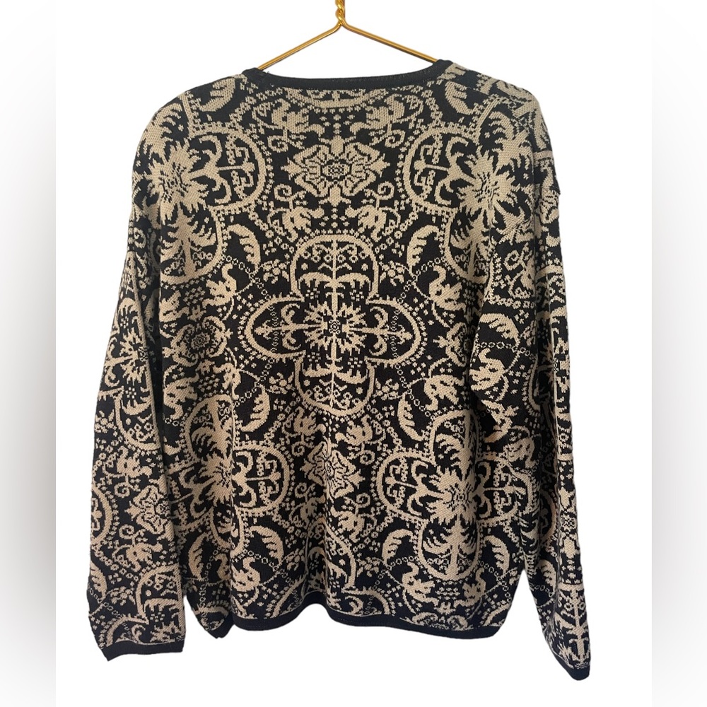 Rena Rowan Lambs Wool Blend Woman’s Paisley Print Cardigan Sweater, Size Medium - Picture 2 of 3